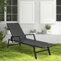 Gainoom Wicker Outdoor Chaise Lounge Adjustable Rattan Garden Lounge Chair - thumbnail 3