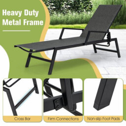 Gainoom Wicker Outdoor Chaise Lounge Adjustable Rattan Garden Lounge Chair - thumbnail 6