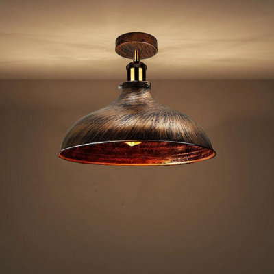 2 Pack Industrial Semi Flush Mount Ceiling Light With Metal E27 Base Brushed Copper Shade - image 1
