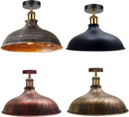 2 Pack Industrial Semi Flush Mount Ceiling Light With Metal E27 Base Brushed Copper Shade - thumbnail 8