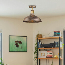 2 Pack Industrial Semi Flush Mount Ceiling Light With Metal E27 Base Brushed Copper Shade - thumbnail 4