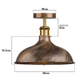 2 Pack Industrial Semi Flush Mount Ceiling Light With Metal E27 Base Brushed Copper Shade - thumbnail 3