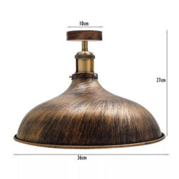 2 Pack Industrial Semi Flush Mount Ceiling Light With Metal E27 Base Brushed Copper Shade - thumbnail 6