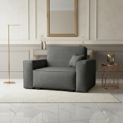 Upholstered Living Room Armchair Bed With Sleeping Function And Storage Wooden Legs 123X88X102Cm 80X196Cm Dark Grey - image 1