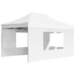 Berkfield Professional Folding Party Tent With Walls Aluminium 4.5X3 M White - thumbnail 3