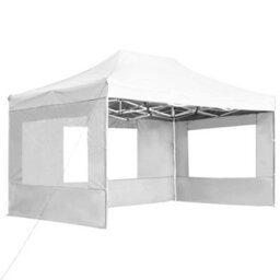 Berkfield Professional Folding Party Tent With Walls Aluminium 4.5X3 M White - thumbnail 2