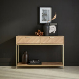 Sweeek - 110Cm Herringbone Console Table With 2 Drawers Budapest Natural 110X35X75 Cm - thumbnail 7