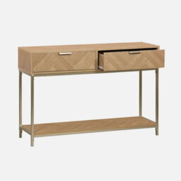 Sweeek - 110Cm Herringbone Console Table With 2 Drawers Budapest Natural 110X35X75 Cm - thumbnail 4