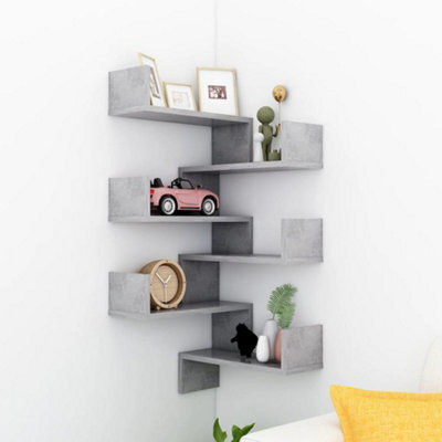 Berkfield Wall Corner Shelf 2 Pcs Concrete Grey 40X40X50 Cm Engineered Wood - image 1