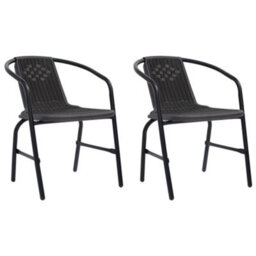 Garden Chairs 2 Pcs Plastic Rattan And Steel 110 Kg - thumbnail 1