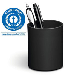 Durable Eco Recycled Plastic Pen Pot Pencil Holder Desk Tidy Organizer - Black
