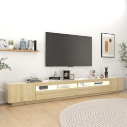 Walplus Tv Cabinet With Led Lights Sonoma Oak 300X35X40 Cm - thumbnail 3