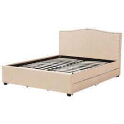 Beliani Bed With Storage Drawers Fabric Montpellier 180 X 200 Cm (Eu Super King) Beige - thumbnail 7