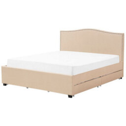 Beliani Bed With Storage Drawers Fabric Montpellier 180 X 200 Cm (Eu Super King) Beige - thumbnail 6