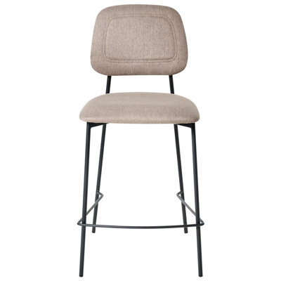 Wyld And Coco Set Of 2 Taupe Faux Linen Bar Chairs With Black Iron Frame - Counter Height - image 1