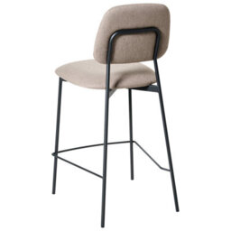 Wyld And Coco Set Of 2 Taupe Faux Linen Bar Chairs With Black Iron Frame - Counter Height - thumbnail 5