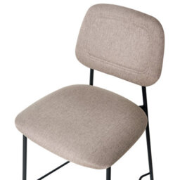 Wyld And Coco Set Of 2 Taupe Faux Linen Bar Chairs With Black Iron Frame - Counter Height - thumbnail 6