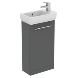 Ideal Standard I.life S Matt Quartz Grey Freestanding Cloakroom Vanity Unit & Basin Set With 1 Chrome Effect Handle (W)450mm (H)740mm - thumbnail 1