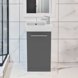 Ideal Standard I.life S Matt Quartz Grey Freestanding Cloakroom Vanity Unit & Basin Set With 1 Chrome Effect Handle (W)450mm (H)740mm - thumbnail 2