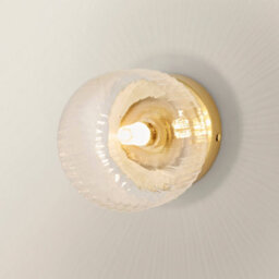 Valuelights Calpe Brushed Gold Flush Wall Light With Ribbed Clear Shade - thumbnail 6