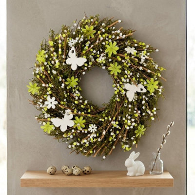 Garden Greatness Springtime Twig Floral Butterfly Wreath - image 1