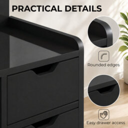 Homcom Modern Bedside Table With 2 Drawers And Open Shelves For Bedroom - thumbnail 7