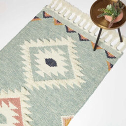 Homescapes Tenali Blue Kilim Wool Rug 90 X 150 Cm - thumbnail 1