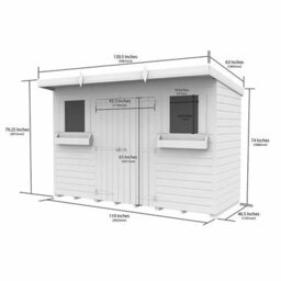 Buttercup Farm 10 X 4 Feet Pent Summer Shed - Wood - L118 X W302 X H201 Cm - thumbnail 4