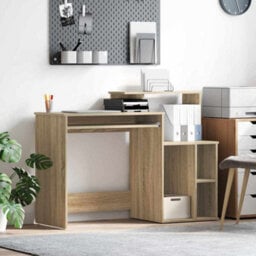 Berkfield Modern Desk With Storage Sonoma Oak 120.5X44X88.5 Cm Engineered Wood - thumbnail 2