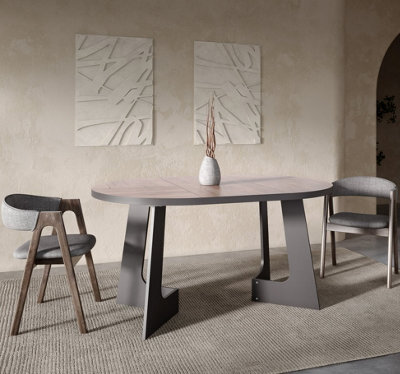 Furneo Belagio, Oak Halifax Effect, Modern Round Extending Dining Table, 110Cm To 160Cm - image 1