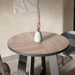 Furneo Belagio, Oak Halifax Effect, Modern Round Extending Dining Table, 110Cm To 160Cm - thumbnail 5