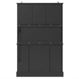Abrihome Snack Cabinet With Led Lighting (115X40X180Cm), 5-Drawer Kitchen Storage Unit, Modern Sideboard With Illuminated Display, Black - thumbnail 7