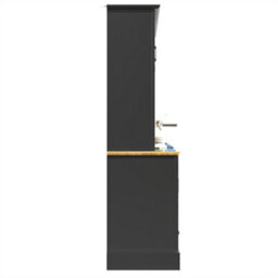 Abrihome Snack Cabinet With Led Lighting (115X40X180Cm), 5-Drawer Kitchen Storage Unit, Modern Sideboard With Illuminated Display, Black - thumbnail 6
