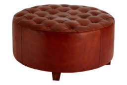 Premier Housewares Interiors By Premier Elegant Design Round Buttoned Stool, Leather Upholstered Modern Bar Stool, Button Tufted Luxury Bar Stool - thumbnail 2