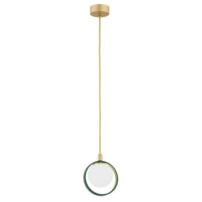 Luminosa Lighting Luminosa Saturnia Globe Pendant Ceiling Light Opal Matt, Green, Gold - image 1