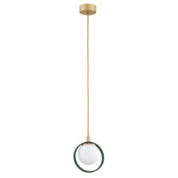 Luminosa Lighting Luminosa Saturnia Globe Pendant Ceiling Light Opal Matt, Green, Gold - thumbnail 2