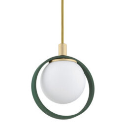 Luminosa Lighting Luminosa Saturnia Globe Pendant Ceiling Light Opal Matt, Green, Gold - thumbnail 3
