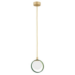 Luminosa Lighting Luminosa Saturnia Globe Pendant Ceiling Light Opal Matt, Green, Gold - thumbnail 1