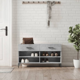 Berkfield Shoe Bench Concrete Grey 102X35X55 Cm Engineered Wood