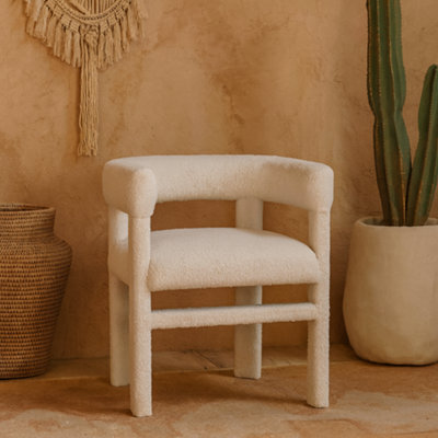 Wyld Haus Sarlat White Bouclé Cosy Occasional Chair - Mango Wood Frame - image 1