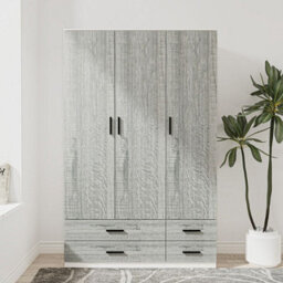 Urbn-Living Urbnliving 180Cm Height Ash Grey 3 Door 4 Drawer Wardrobe Storage Shelf Modern Bedroom White Furniture - thumbnail 3