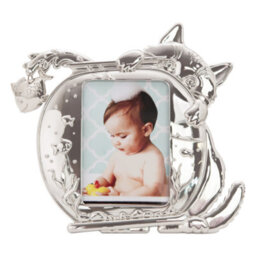 Happy Homewares Quirky Hiding Cat Themed Nickel Plated Picture Frame With Hanging Fish - thumbnail 3
