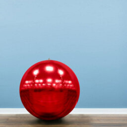 Christmas Tree World 80Cm Metallic Red Inflatable Mirror Ball - thumbnail 1