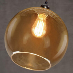 Long Life Lamps Company Vintage Gold Smoke Glass Globe Pendant Shade Antique Brass Holder M0084 - thumbnail 5