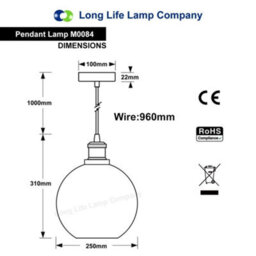 Long Life Lamps Company Vintage Gold Smoke Glass Globe Pendant Shade Antique Brass Holder M0084 - thumbnail 2