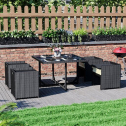 Lassic Garden Vida Cuba Black 8 Seater Rattan Garden Outdoor Ukfr Bistro Set - thumbnail 7