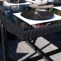 Lassic Garden Vida Cuba Black 8 Seater Rattan Garden Outdoor Ukfr Bistro Set - thumbnail 6