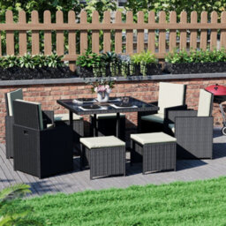Lassic Garden Vida Cuba Black 8 Seater Rattan Garden Outdoor Ukfr Bistro Set - thumbnail 1