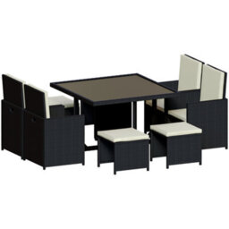 Lassic Garden Vida Cuba Black 8 Seater Rattan Garden Outdoor Ukfr Bistro Set - thumbnail 9