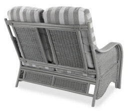 Desser Turin Grey 2 Seater Conservatory Sofa Real Cane Natural Rattan Indoor Settee W/ Uk Sewn Cushion In Duke Grey Stripe Fabric - thumbnail 2